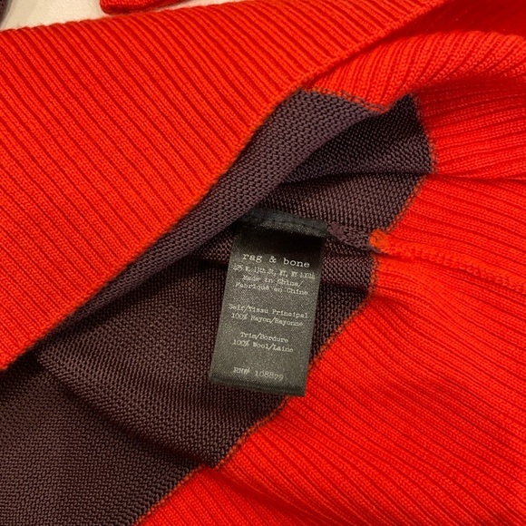 Rag & Bone Two Tone Color  Turtle Neck Ribbed Sweater Black & Orange Size XSmall - Picture 13 of 13